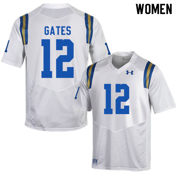 Women #12 Elijah Gates UCLA Bruins College Football Jerseys Sale-White